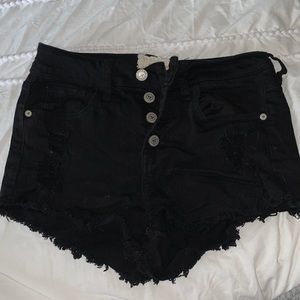 Altar’d State black denim button fly shorts.